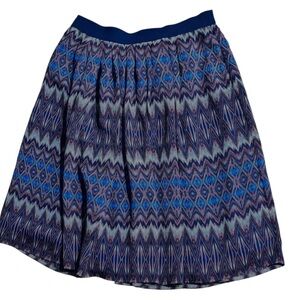 Ruby Rd. Blue and Purple Patterned A-Line Skirt
